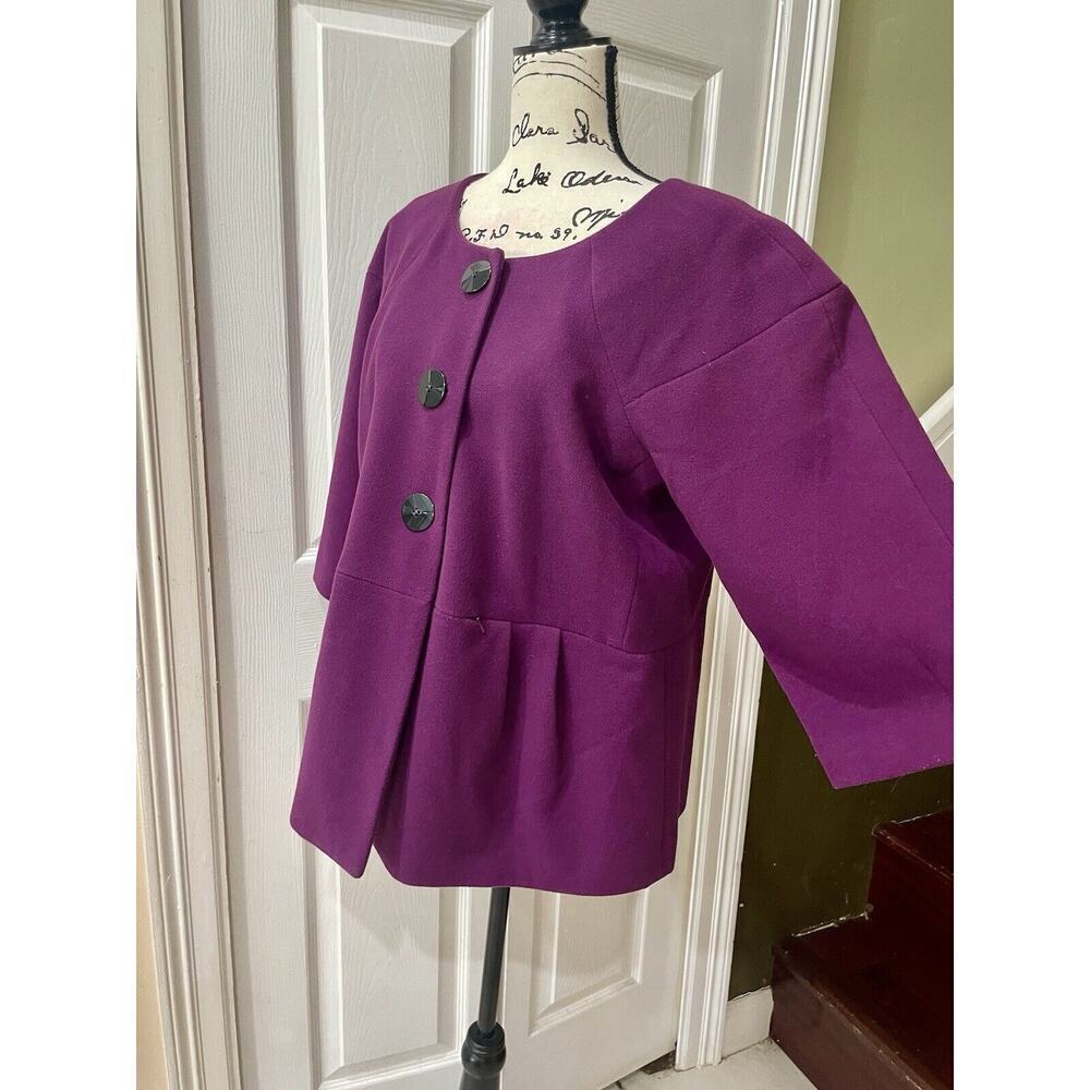 JH COLLECTION COAT 3/4 PEACOAT CROPPED CRANBERRY PURPLE SZ 1X MINIMALIST CHIC - Picture 9 of 11